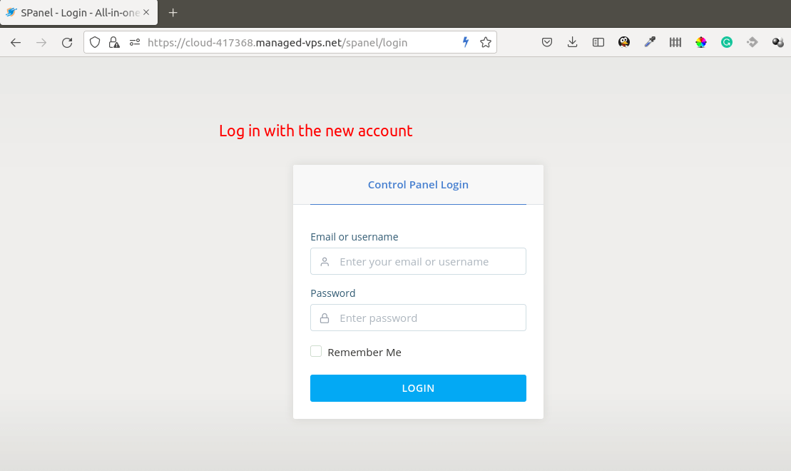 scalahosting login with new account