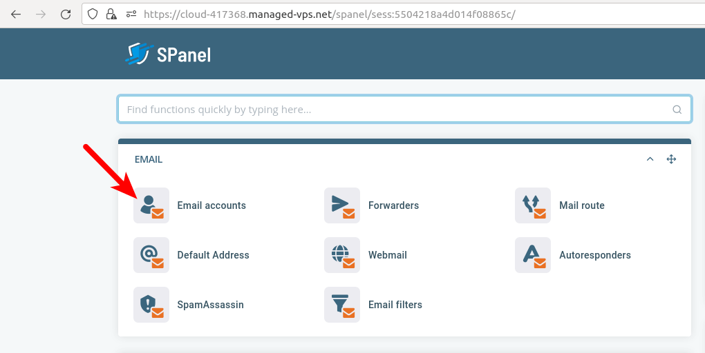 scalahosting spanel email accounts