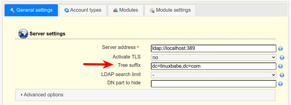 ldap account manager tree suffix