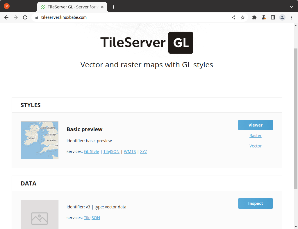 TileServer GL - Server for vector and raster maps with GL styles