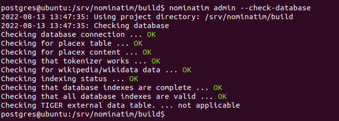 nominatim admin --check-database