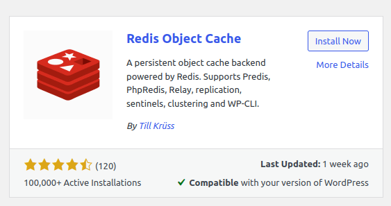 enable redis cache to speed up wordpress