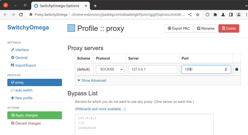 google chrome v2ray proxy settings