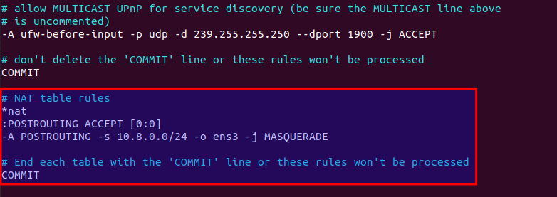 ufw masquerade rule openvpn ubuntu