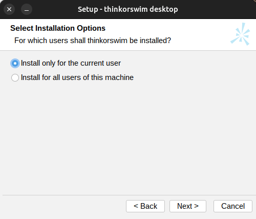 Setup - thinkorswim desktop install only for the current user