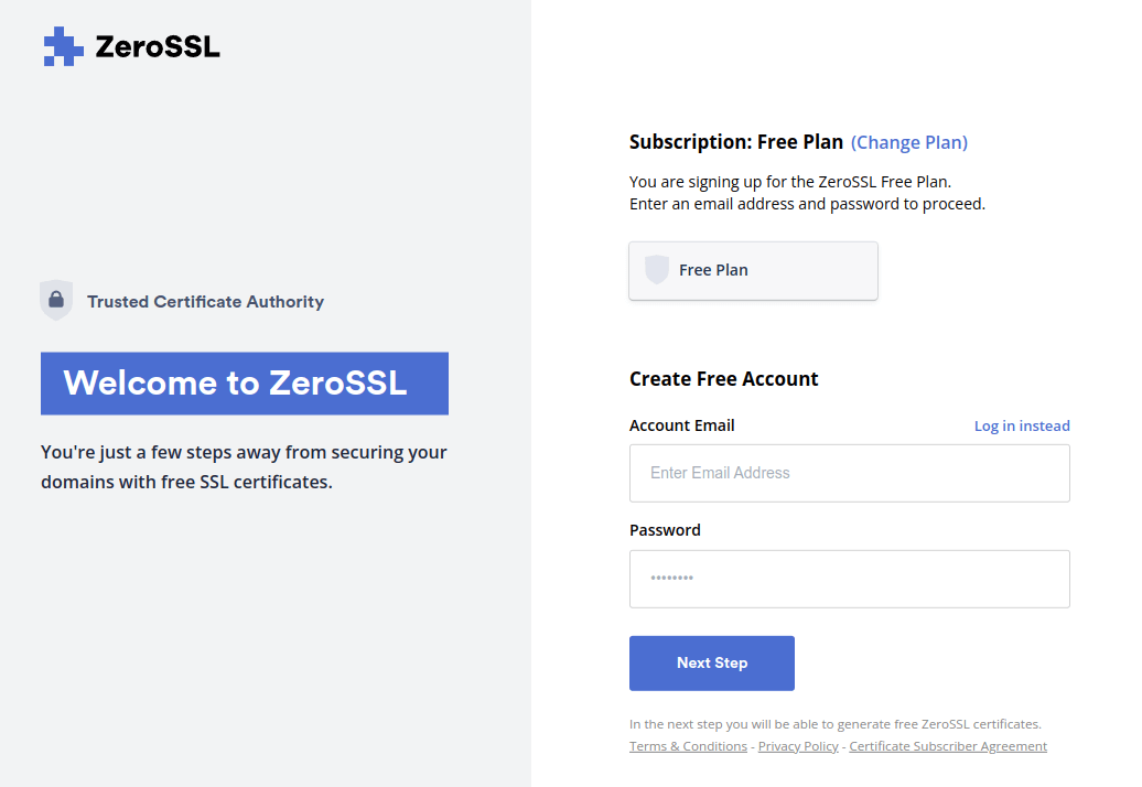 zerossl free plan