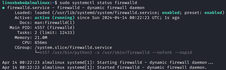 sudo systemctl status firewalld
