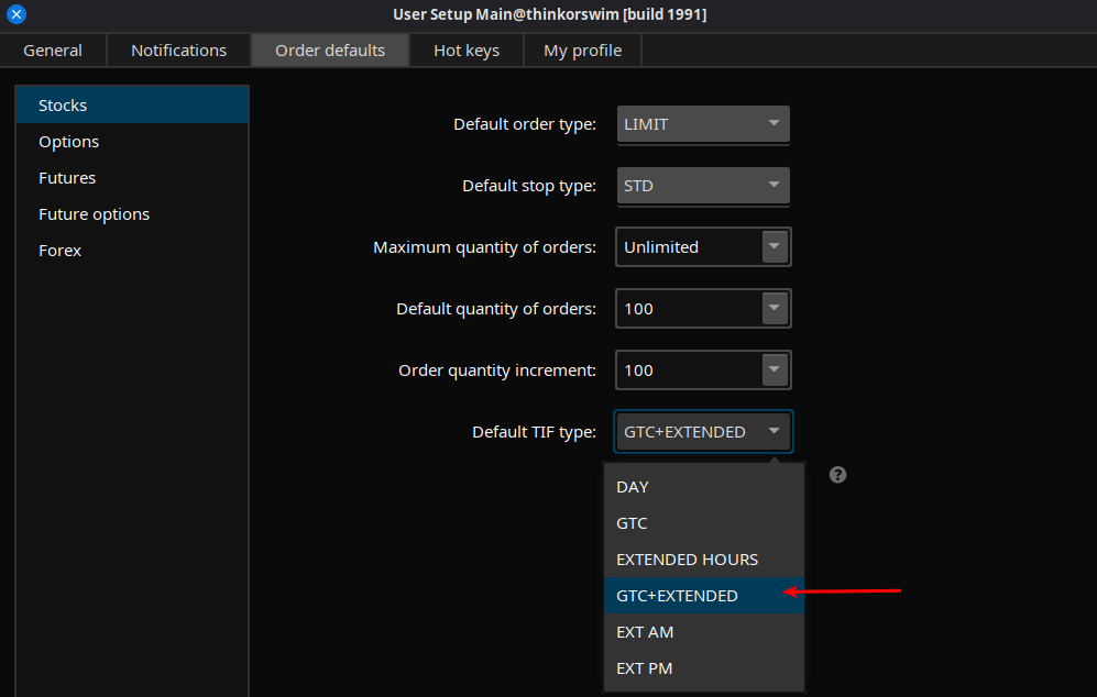 thinkorswim default time in force type